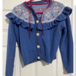 Hill House Home Blue Desk Sweater XS NWOT Pearl Buttons